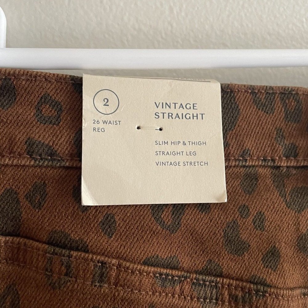 Universal Thread Women 2/26R Brown Leopard High Rise Vintage Straight Jean NWT - Picture 9 of 12